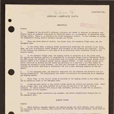 Arrow 1 service data. Section 13