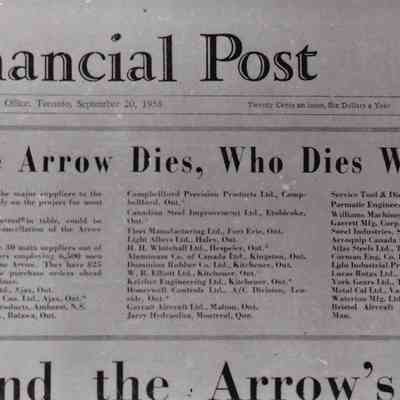 Sep 20, 1958 Financial Post, If Arrow Dies, Who dies with it?