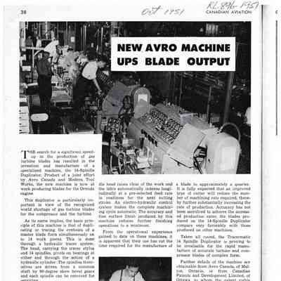 New Avro machine ups blade output