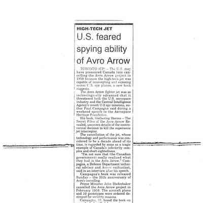 U.S. feared spying ability of Avro Arrow