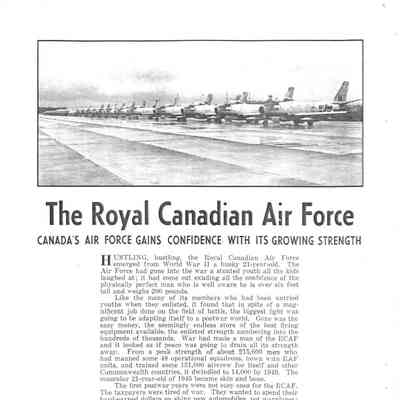 The Royal Canadian Air Force - Canada's Air Force Gains Confidence with its growing strength