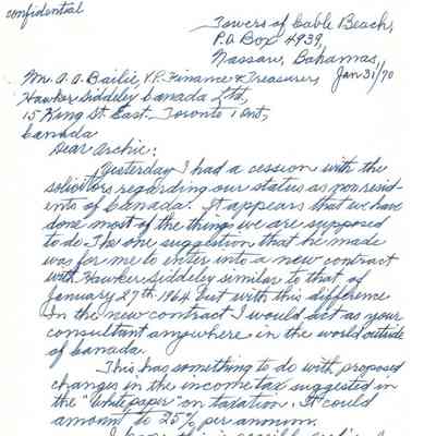 Letter - W.A. Curtis to A.A. Bailie Jan 31, 1970 (attached to AC.2000.3.23-25, 27-29)