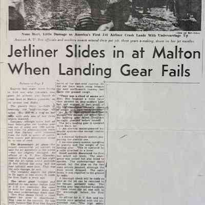 Jetliner Slides in at Malton When Landing Gear Fails