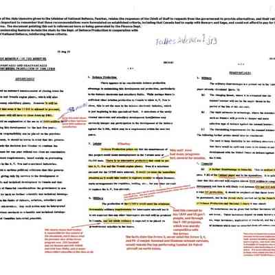 Aide Memoire for the Minister Foulkes - Advantages and Disadvantages of Continuing the Production of the CF-105 - page 1,2,&3