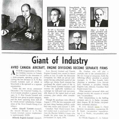 Giant of Industry - Avro Canada Aircraft, Engine Divisions become separate Firms