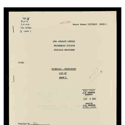 Materials: proprietary list of Arrow 2