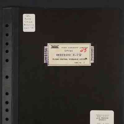 Brochure H1, A Revision Description of flying controls hydraulic systems for CF-105 supersonic all weather fighter
