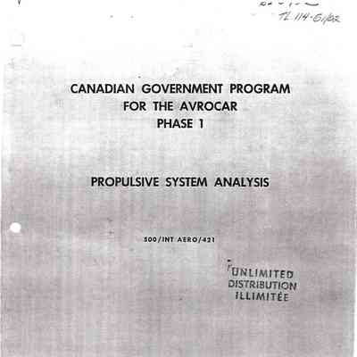 Canadian Government Program for the Avrocar Phase 1 - Propulsive System Analysis 500/INT AERO/421