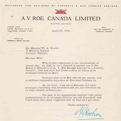 Letter from Sir Roy Dobson to Air Marshal W.A.Curtis