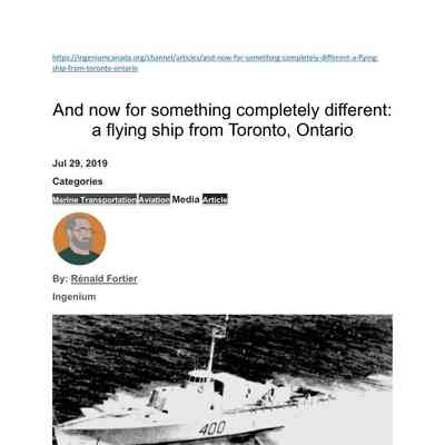 And now for something completely different: a Flying Ship from Toronto, Ontario
