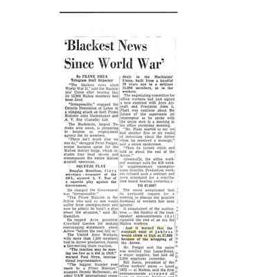 Blackest news since world war