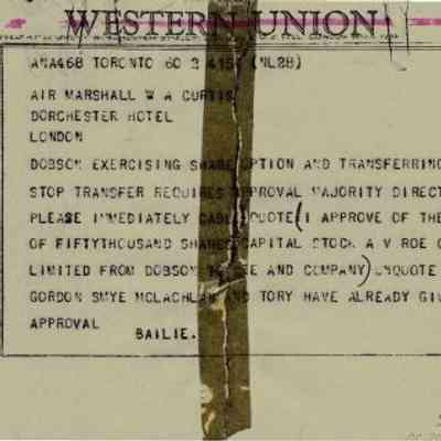 Telegram to W.A.Curtis from Bailie