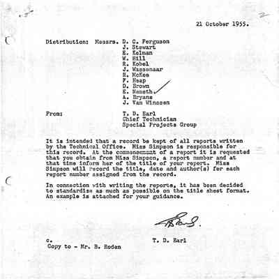 Memo to staff providing instruction to record all reports written by Technical Office