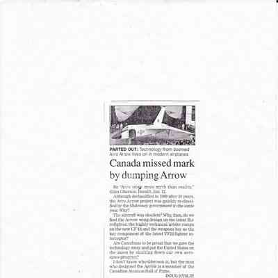 Canada missed mark by dumping Arrow