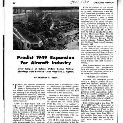 Predict 1949 Expansion for Aircraft Industry