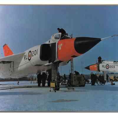 Avro Arrow 201 and 203 on ramp (winter image with day-glo)