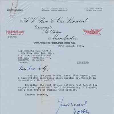 Letter from Roy Dobson to W.A.Curtis