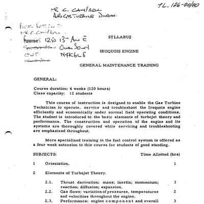 Syllabus Iroquois Engine Maintenance Training