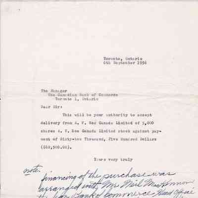 Letter from W.A.Curtis to Canadian Bank of Commerce
