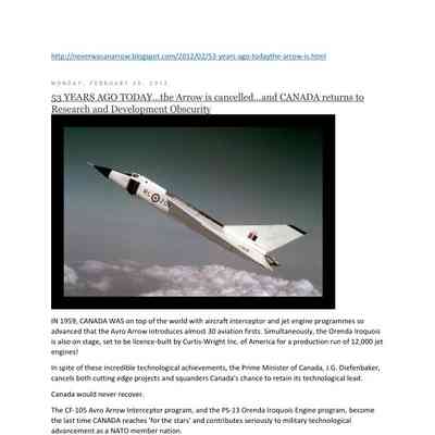 53 Years ago today… the arrow is cancelled… and canada returns to Research and Development obsurity