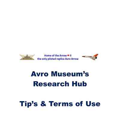 Avro Museum Research Hub Tips & Terms of Use