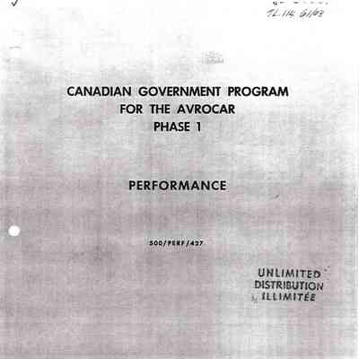 Canadian Government Program for the Avrocar Phase 1 - Performance 500/PERF/427
