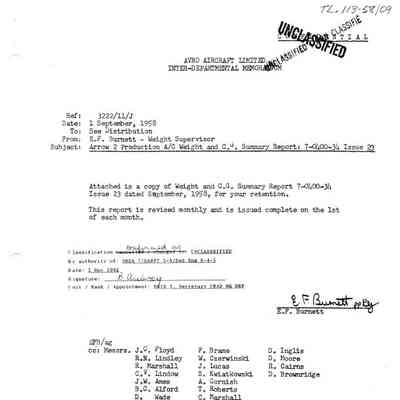 Arrow 2 Production A/C Weight and C.G. Summary Report: 7-0400-34 Issue 23