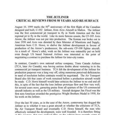 The Jetliner - Critical Reviews from 50 Years Ago Re-Surface