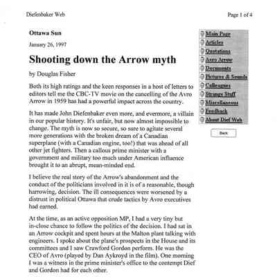 Shooting down the Arrow myth