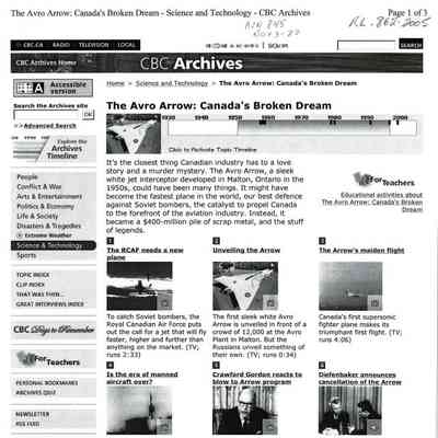 The Avro Arrow: Canada's Broken Dream
