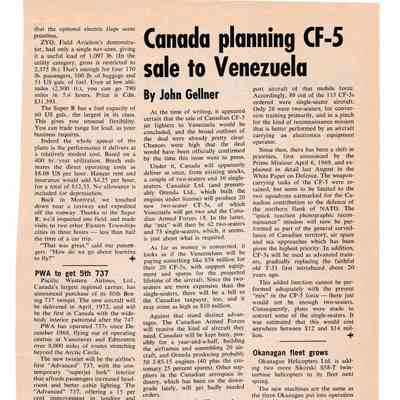 Canada planning CF-5 sale to Venezuela