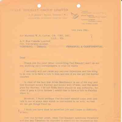 Letter from Roy Dobson to W.A. Curtis