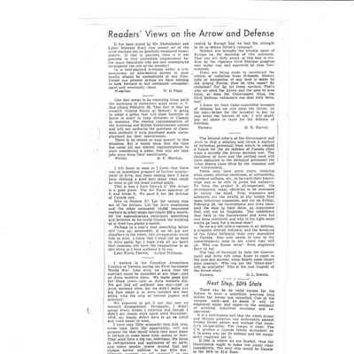 Reader's views on the Arrow and Defense - Mar 3, 1959