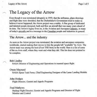 The Legacy of the Arrow - The Arrow… and the industry