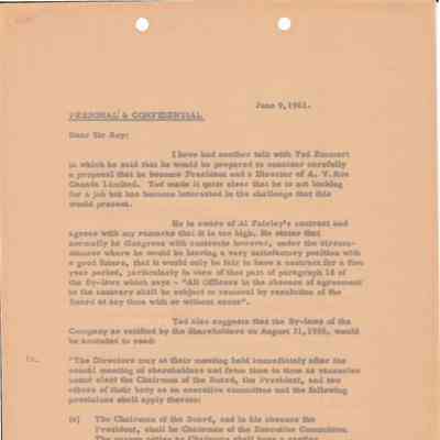 Letter from W.A. Curtis o Roy Dobson