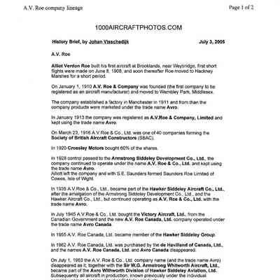 History Brief - A.V. Roe