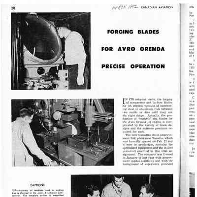 Forging Blades of Avro Orenda Precise Operation