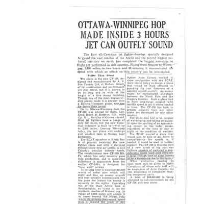 Ottawa-Winnipeg hop made inside 3 hours jet can outfly sound