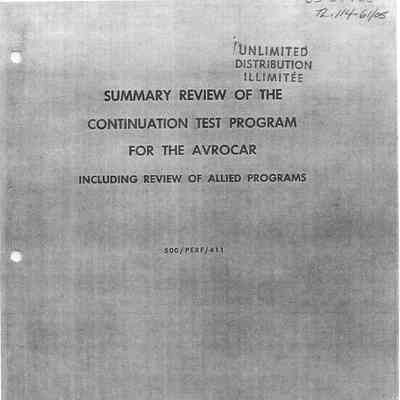 Summary Review of the Continuation Test Program for the Avrocar - Including Review of Allied Programs