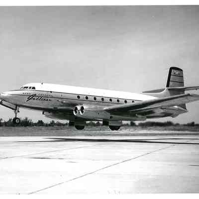 8.8x11 inch Black and White Photo of Avro Jetliner Just before Touchdown