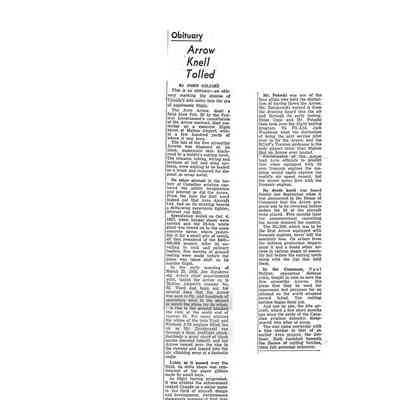 Obituary Arrow Knell Tolled
