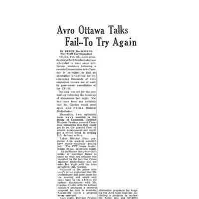 Avro Ottawa Talks fail - to try again