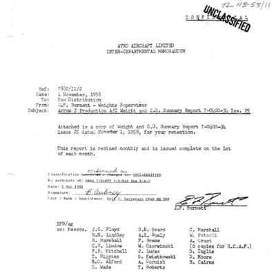 Arrow 2 Production A/C Weight & CofG Summary Report 7-0400-34 Issue 25