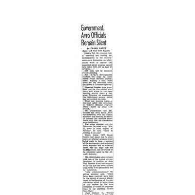 Government, Avro Officials Remain Silent