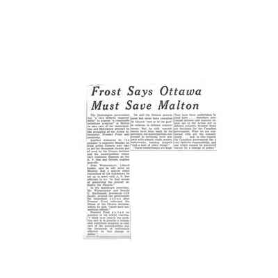 Frost says Ottawa must save Malton