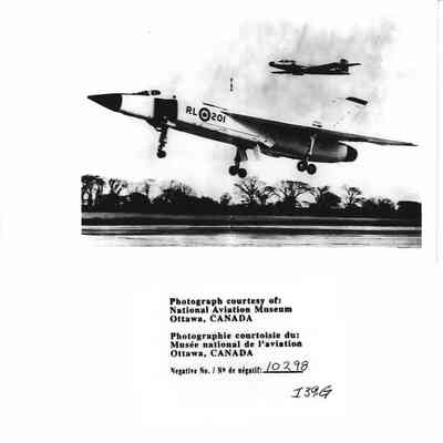 Arrow 201 take-off with CF-100 chaseplane in background