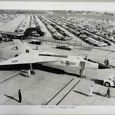3/4 view of Arrow RL-201 on Rollout Day (Print) see See AC.1999.3.1