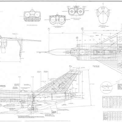 Aerodynamic Three View - A/C C.F. 105, Drawing 7-0100-10