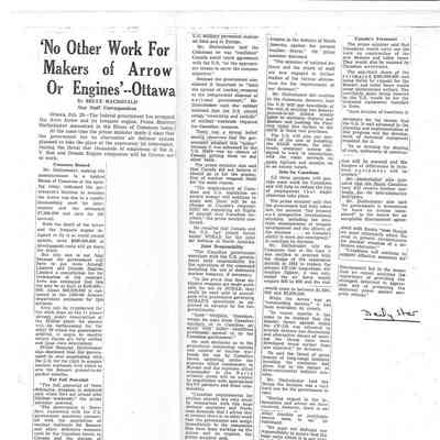 No other work for makers of Arrow or Engines --Ottawa