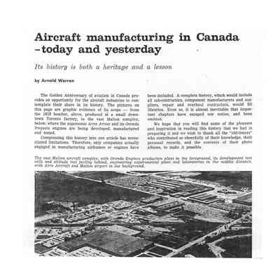 Aircraft manufacturing in Canada - today and yesterday